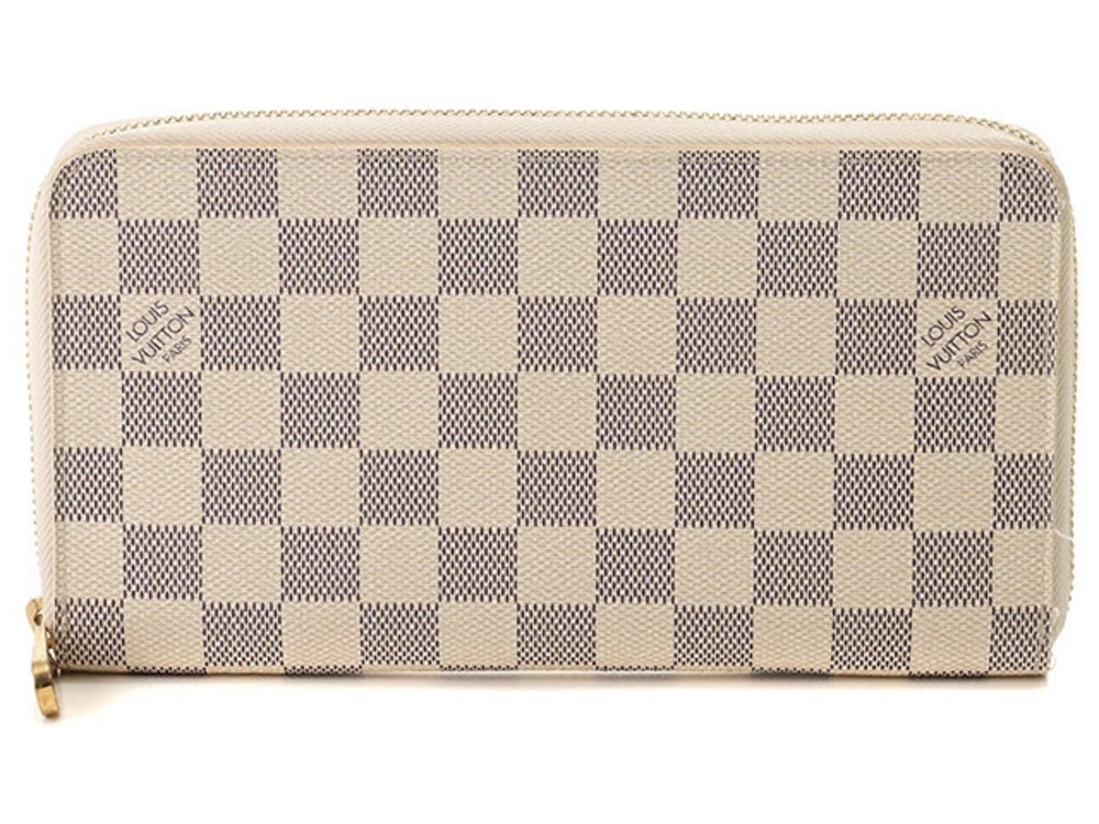 LOUIS VUITTON Zippy Organizer Damier Azur White Long Wallet